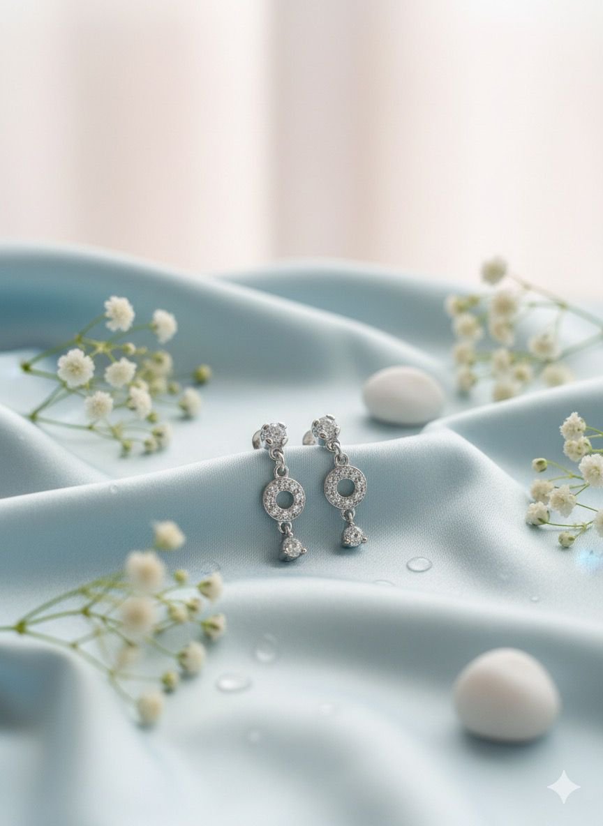 92.5 Silver Beautiful Floral Drops